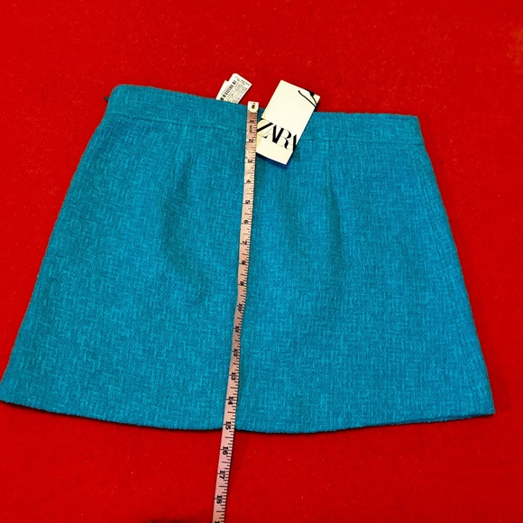 Zara neon turquoise blue boucle textured chain trim A-line mini skirt NWT - Picture 9 of 10